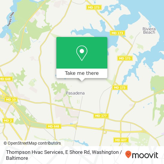 Mapa de Thompson Hvac Services, E Shore Rd