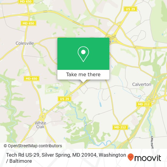 Tech Rd US-29, Silver Spring, MD 20904 map