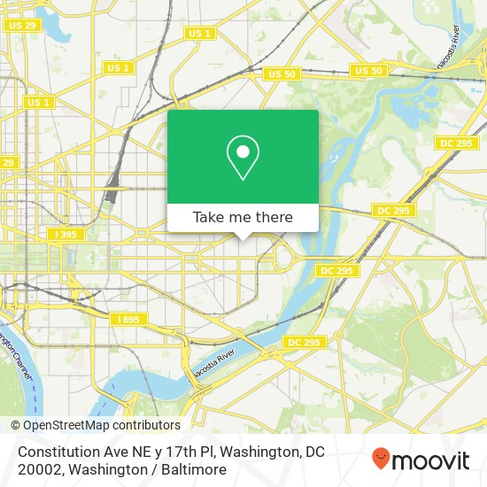 Constitution Ave NE y 17th Pl, Washington, DC 20002 map