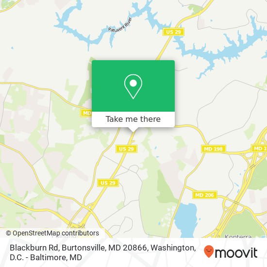 Mapa de Blackburn Rd, Burtonsville, MD 20866