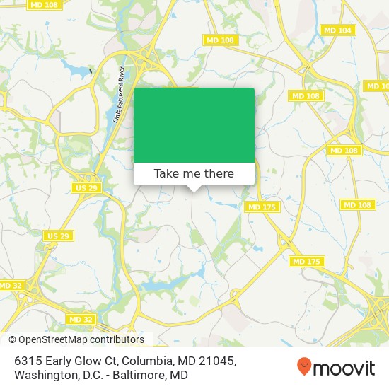 Mapa de 6315 Early Glow Ct, Columbia, MD 21045