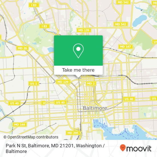 Mapa de Park N St, Baltimore, MD 21201