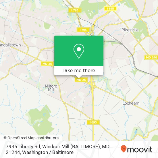 Mapa de 7935 Liberty Rd, Windsor Mill (BALTIMORE), MD 21244