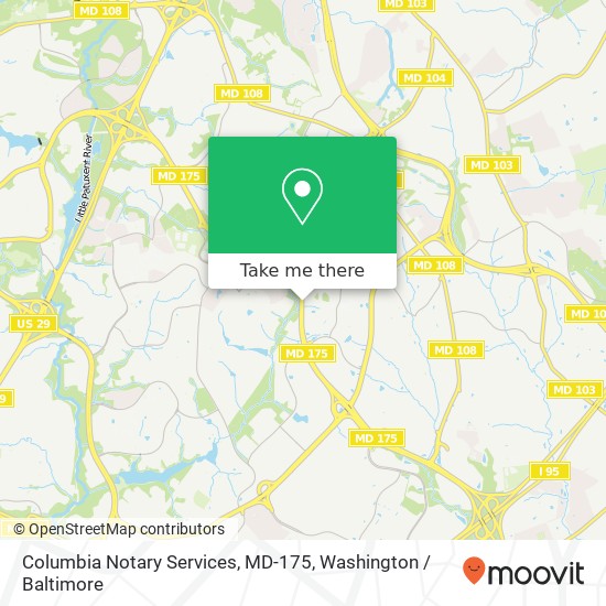 Columbia Notary Services, MD-175 map