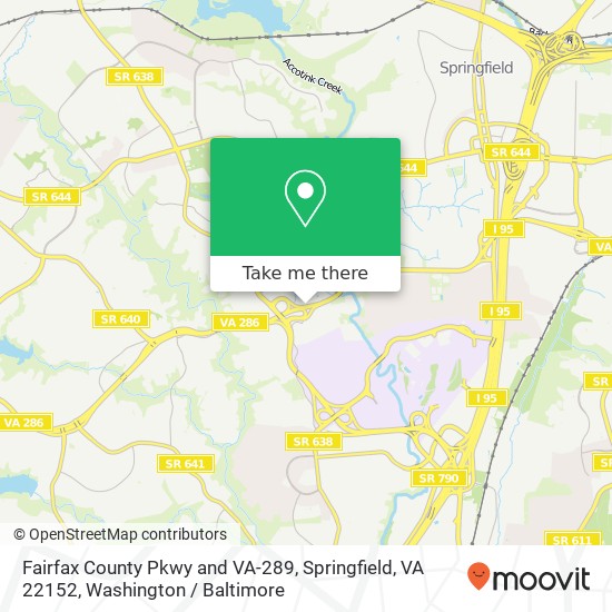 Fairfax County Pkwy and VA-289, Springfield, VA 22152 map