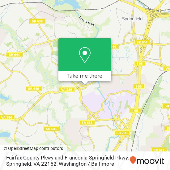 Fairfax County Pkwy and Franconia-Springfield Pkwy, Springfield, VA 22152 map