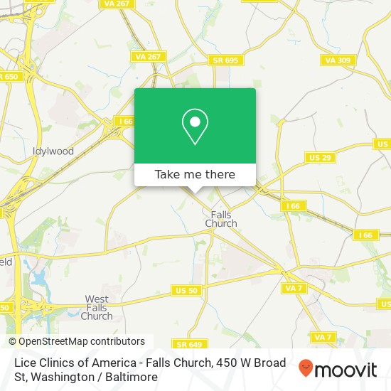 Mapa de Lice Clinics of America - Falls Church, 450 W Broad St