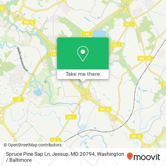 Spruce Pine Sap Ln, Jessup, MD 20794 map