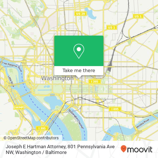 Joseph E Hartman Attorney, 801 Pennsylvania Ave NW map