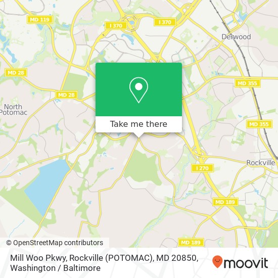 Mill Woo Pkwy, Rockville (POTOMAC), MD 20850 map