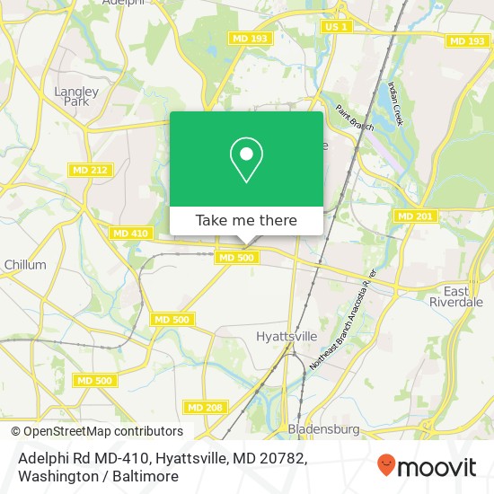 Adelphi Rd MD-410, Hyattsville, MD 20782 map