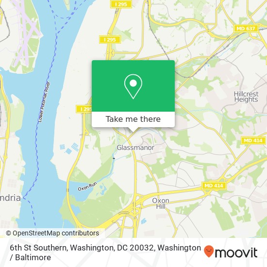 Mapa de 6th St Southern, Washington, DC 20032