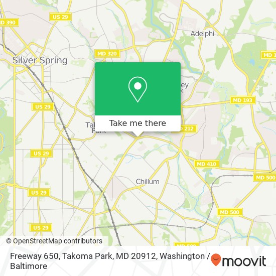 Mapa de Freeway 650, Takoma Park, MD 20912