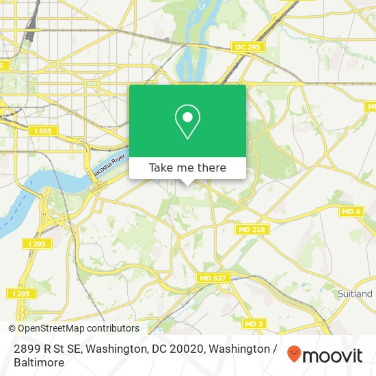 Mapa de 2899 R St SE, Washington, DC 20020