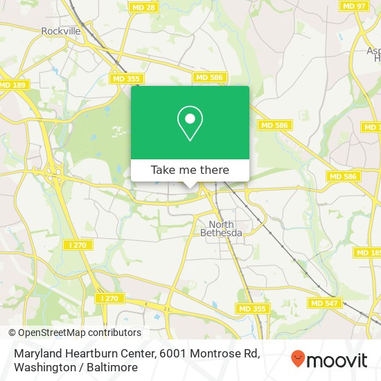 Mapa de Maryland Heartburn Center, 6001 Montrose Rd