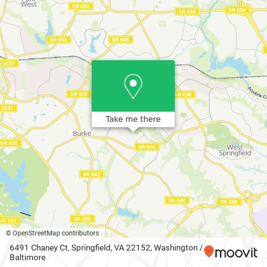 Mapa de 6491 Chaney Ct, Springfield, VA 22152