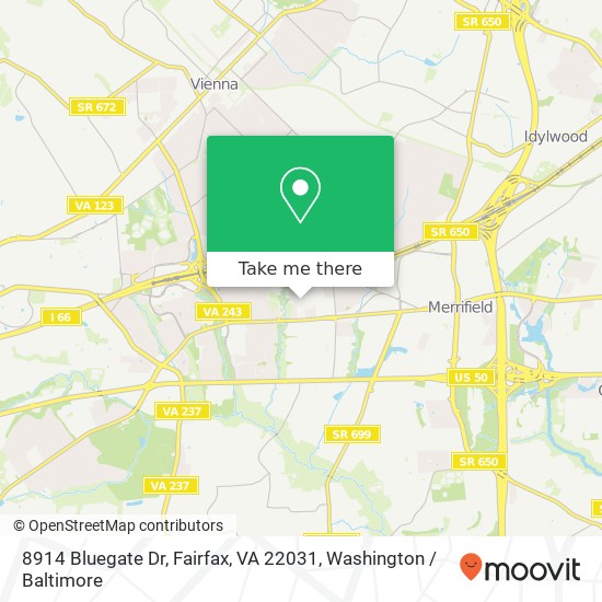 Mapa de 8914 Bluegate Dr, Fairfax, VA 22031