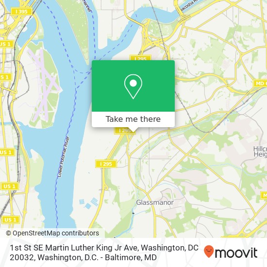 Mapa de 1st St SE Martin Luther King Jr Ave, Washington, DC 20032