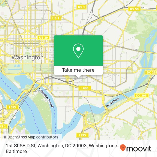 Mapa de 1st St SE D St, Washington, DC 20003