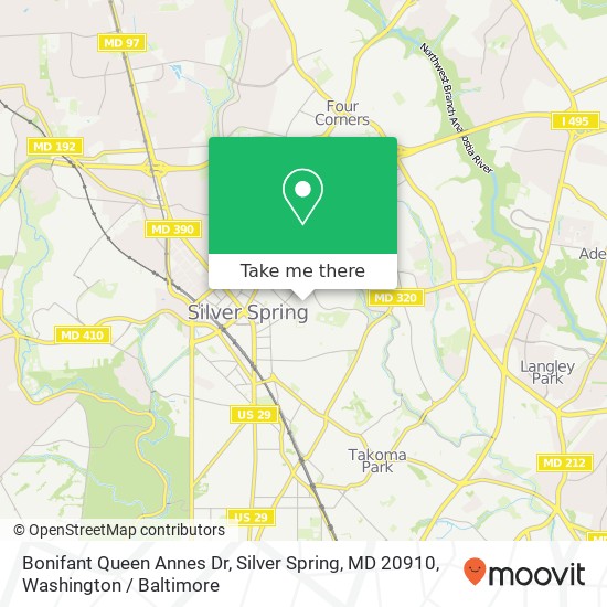 Mapa de Bonifant Queen Annes Dr, Silver Spring, MD 20910