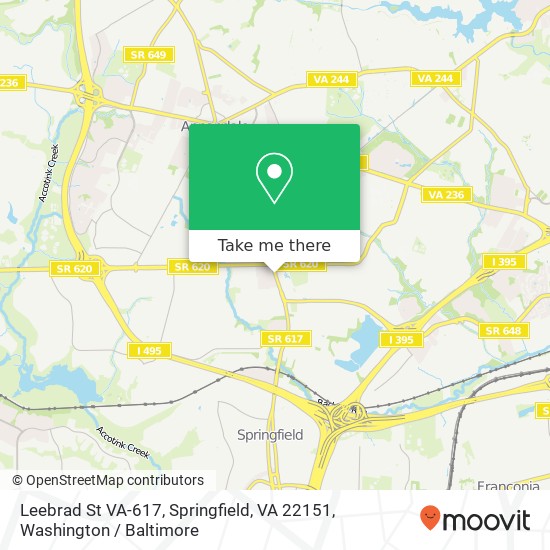 Mapa de Leebrad St VA-617, Springfield, VA 22151