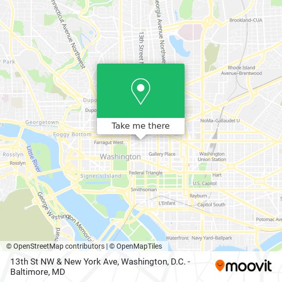 13th St NW & New York Ave map