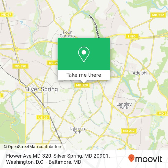 Mapa de Flower Ave MD-320, Silver Spring, MD 20901