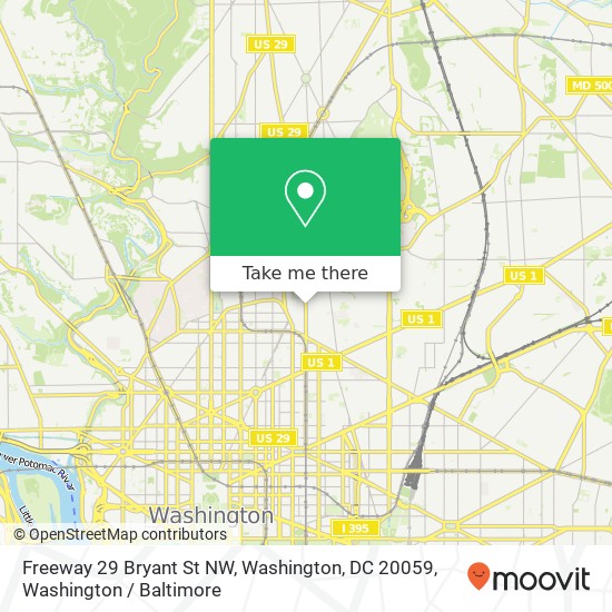 Mapa de Freeway 29 Bryant St NW, Washington, DC 20059