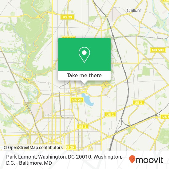 Mapa de Park Lamont, Washington, DC 20010