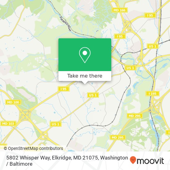 Mapa de 5802 Whisper Way, Elkridge, MD 21075