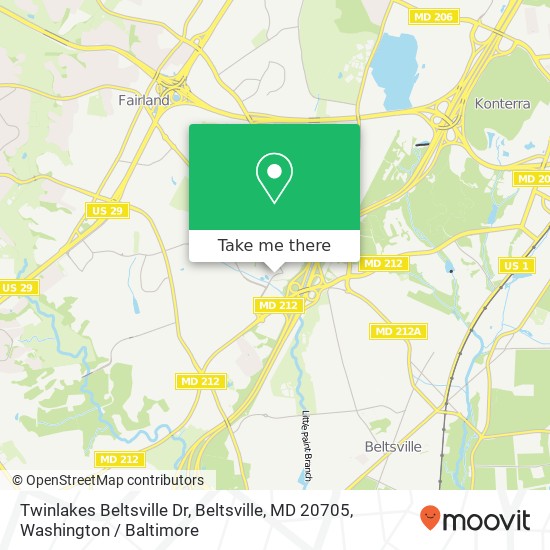 Mapa de Twinlakes Beltsville Dr, Beltsville, MD 20705