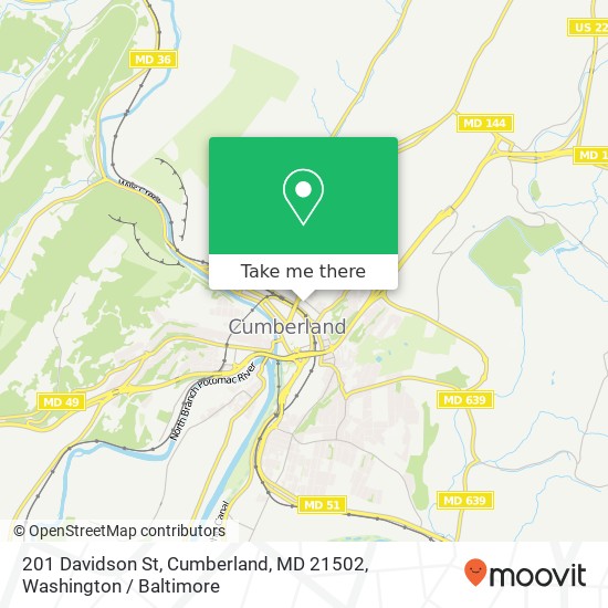 Mapa de 201 Davidson St, Cumberland, MD 21502