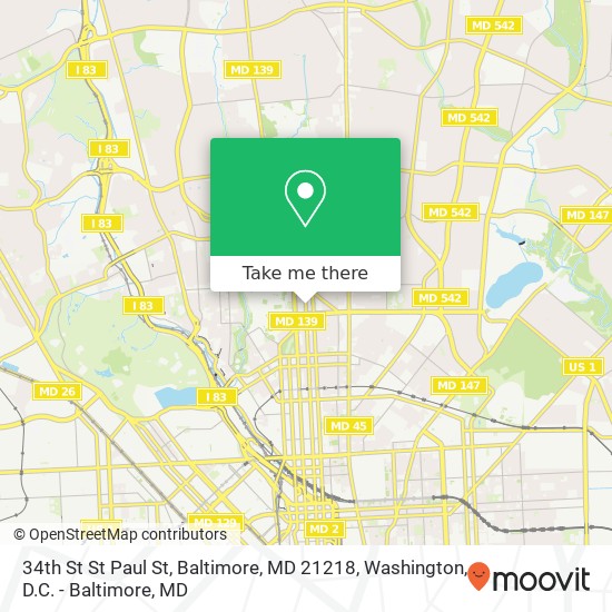 Mapa de 34th St St Paul St, Baltimore, MD 21218
