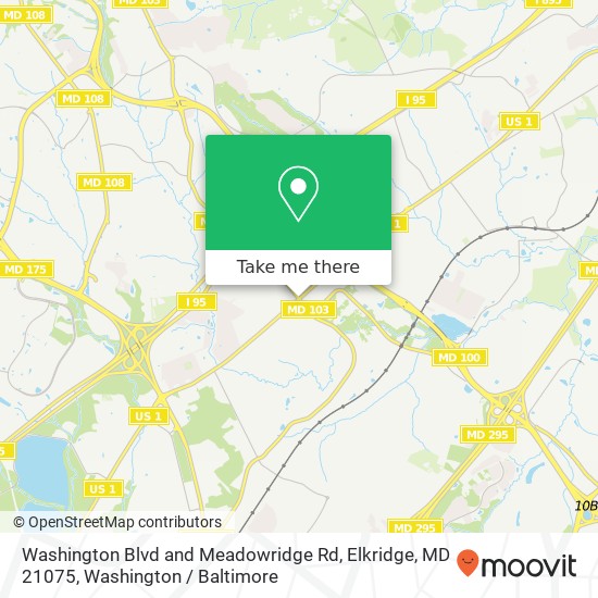 Mapa de Washington Blvd and Meadowridge Rd, Elkridge, MD 21075