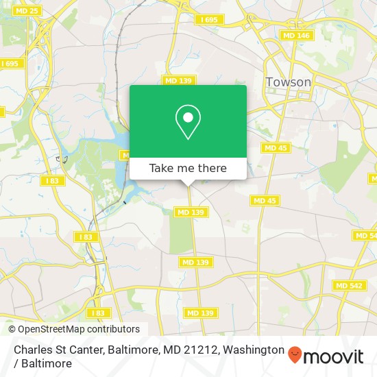 Mapa de Charles St Canter, Baltimore, MD 21212