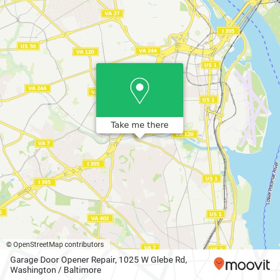 Mapa de Garage Door Opener Repair, 1025 W Glebe Rd