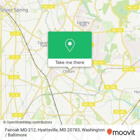 Mapa de Fairoak MD-212, Hyattsville, MD 20783