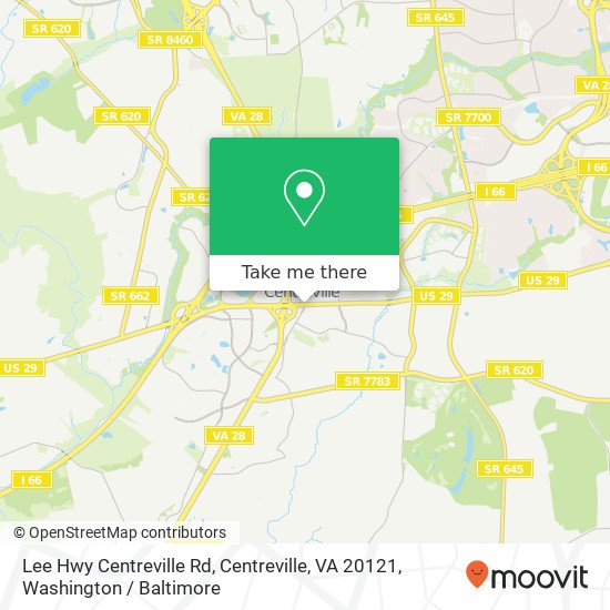 Mapa de Lee Hwy Centreville Rd, Centreville, VA 20121