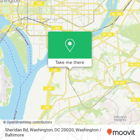 Mapa de Sheridan Rd, Washington, DC 20020