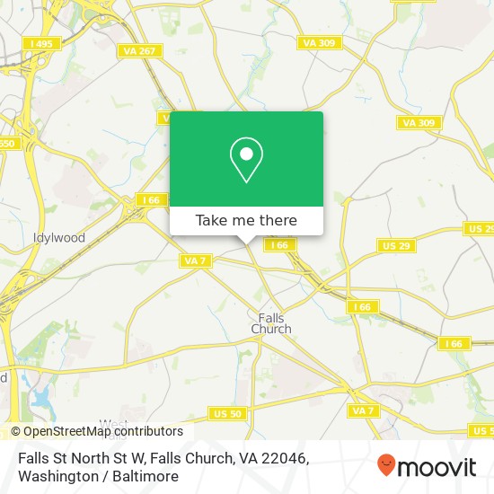 Mapa de Falls St North St W, Falls Church, VA 22046