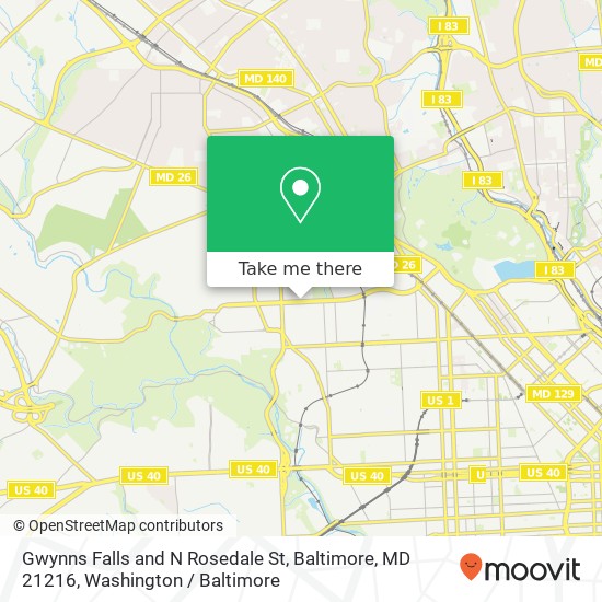 Gwynns Falls and N Rosedale St, Baltimore, MD 21216 map