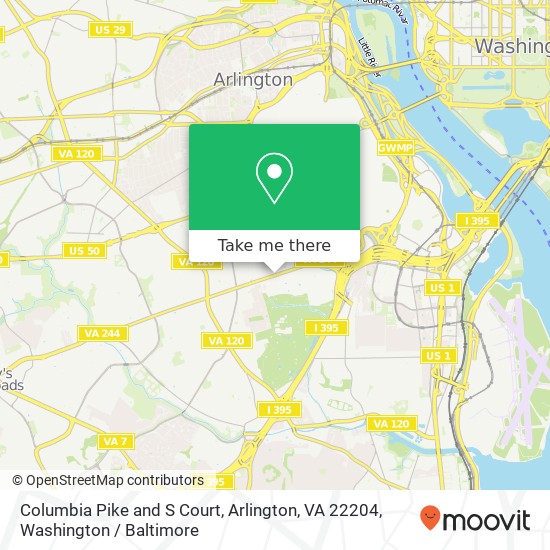 Mapa de Columbia Pike and S Court, Arlington, VA 22204