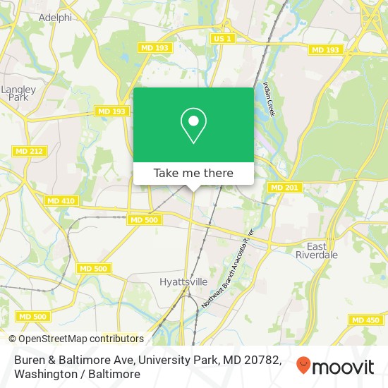 Mapa de Buren & Baltimore Ave, University Park, MD 20782