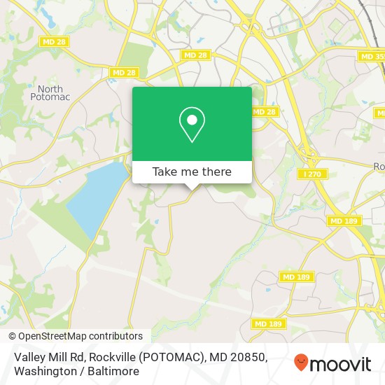 Mapa de Valley Mill Rd, Rockville (POTOMAC), MD 20850