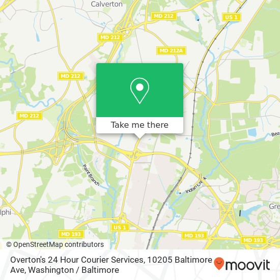 Mapa de Overton's 24 Hour Courier Services, 10205 Baltimore Ave