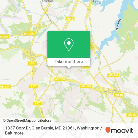 Mapa de 1337 Cory Dr, Glen Burnie, MD 21061