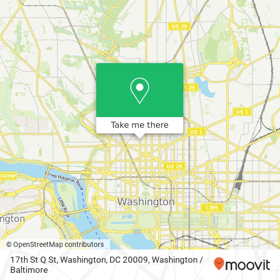 Mapa de 17th St Q St, Washington, DC 20009