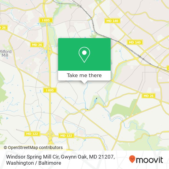 Mapa de Windsor Spring Mill Cir, Gwynn Oak, MD 21207