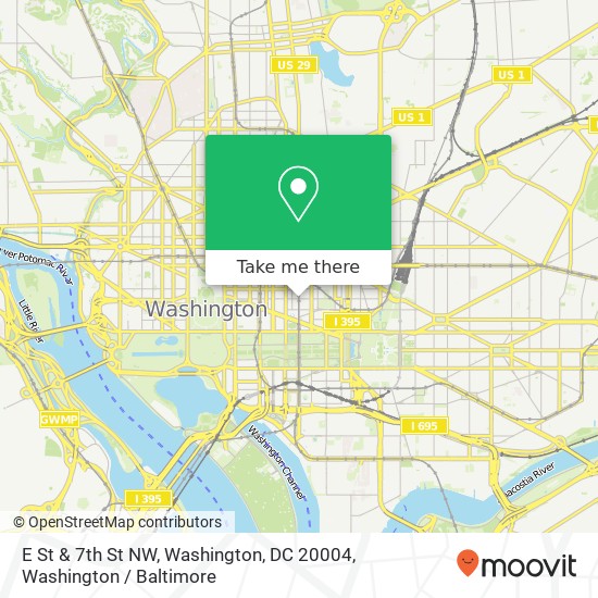 Mapa de E St & 7th St NW, Washington, DC 20004