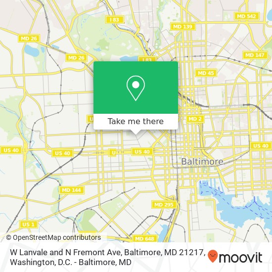 W Lanvale and N Fremont Ave, Baltimore, MD 21217 map